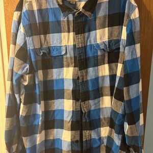 American Eagle Outfitters Blue and Black Checkered Shirt